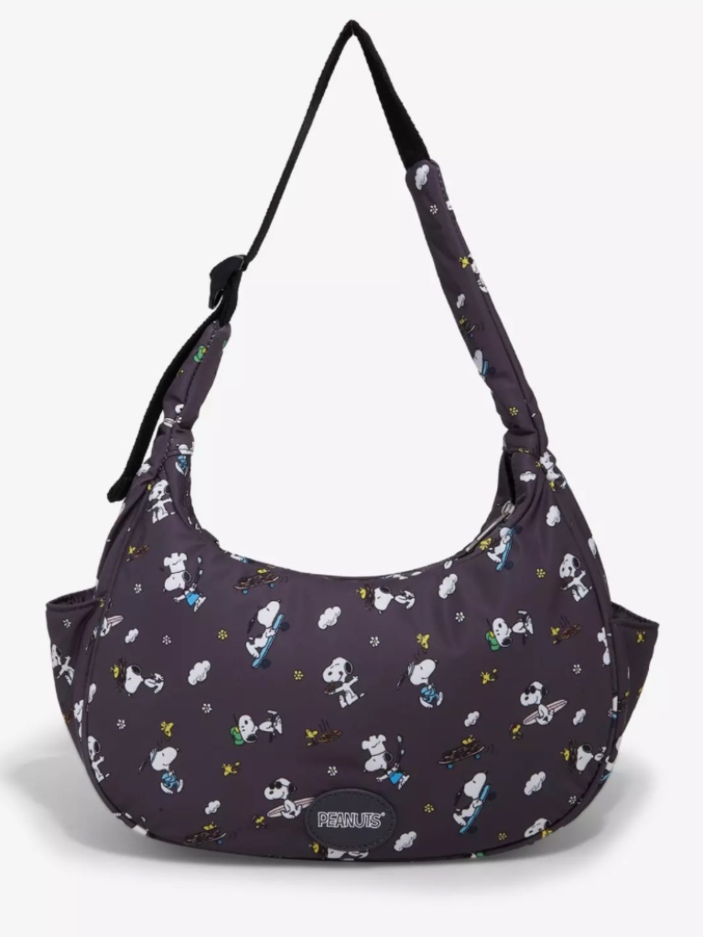 Peanuts Snoopy & Woodstock Hobo Shoulder Bag Grey Print